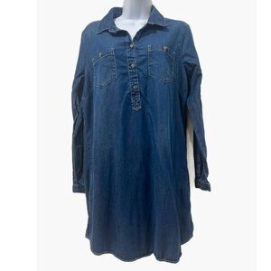 Lucky Brand Long sleeve Denim Button front Shirt Dress | Sz L